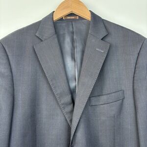 Peter Millar Men's 40S Wool Sport Coat Blazer Blue Plaid Union Made Canada
